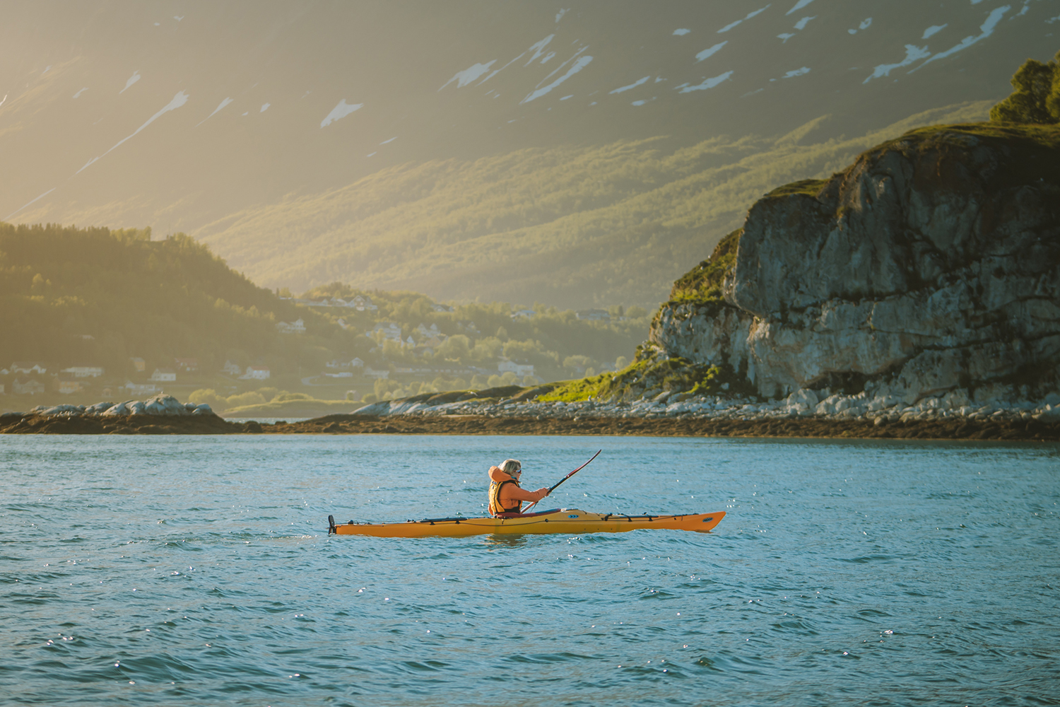 Woman in kayak in Tromsø