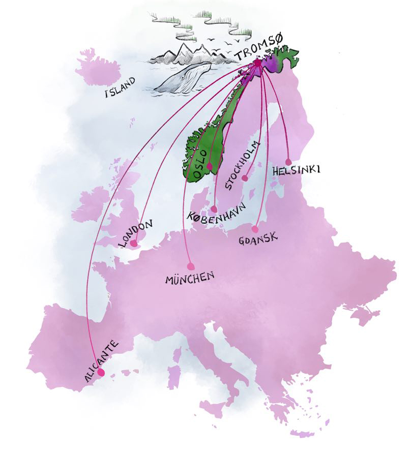 Map of Norway and Tromsø
