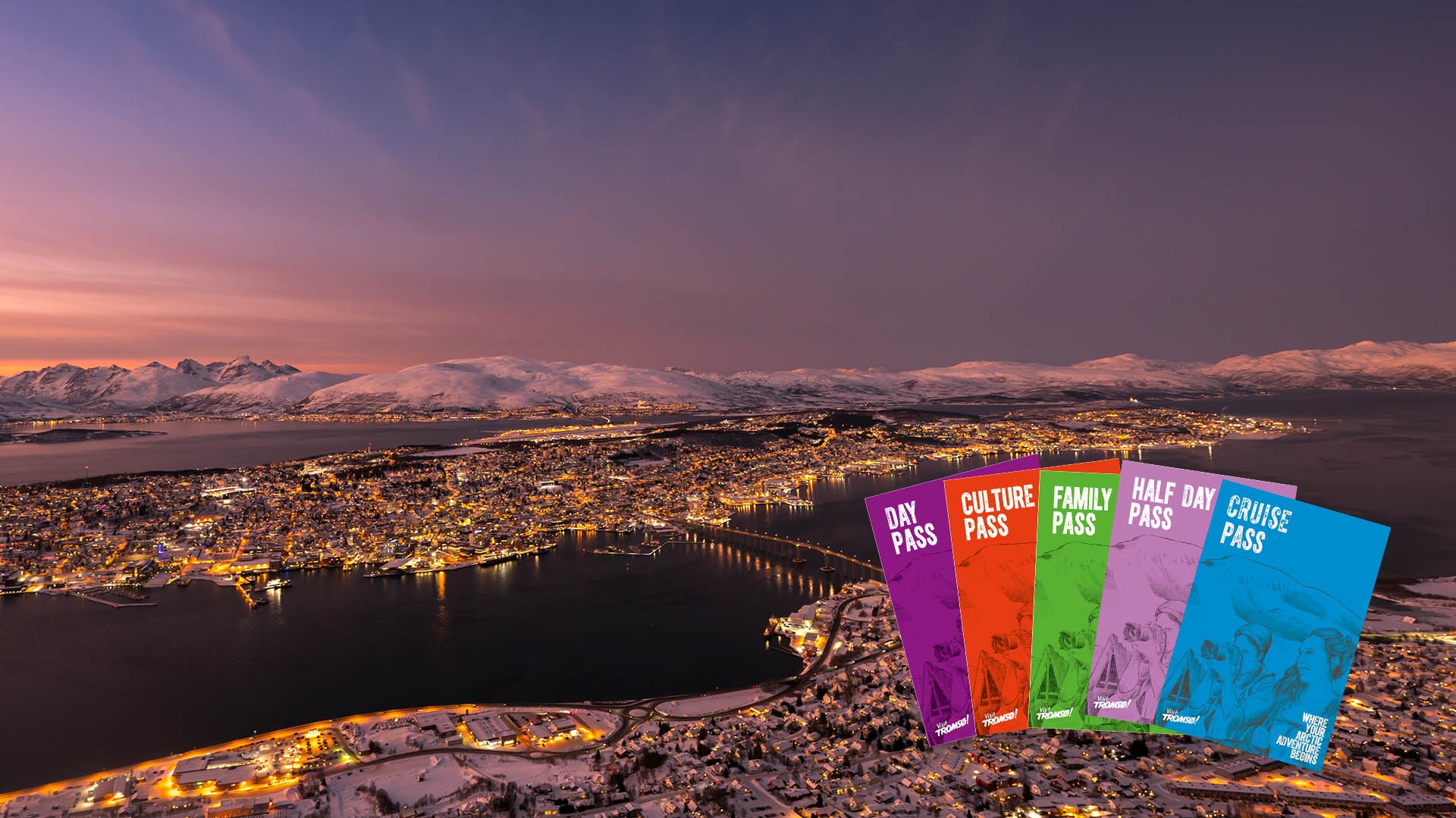 Images of the Tromsø pass with Tromsø island in the background