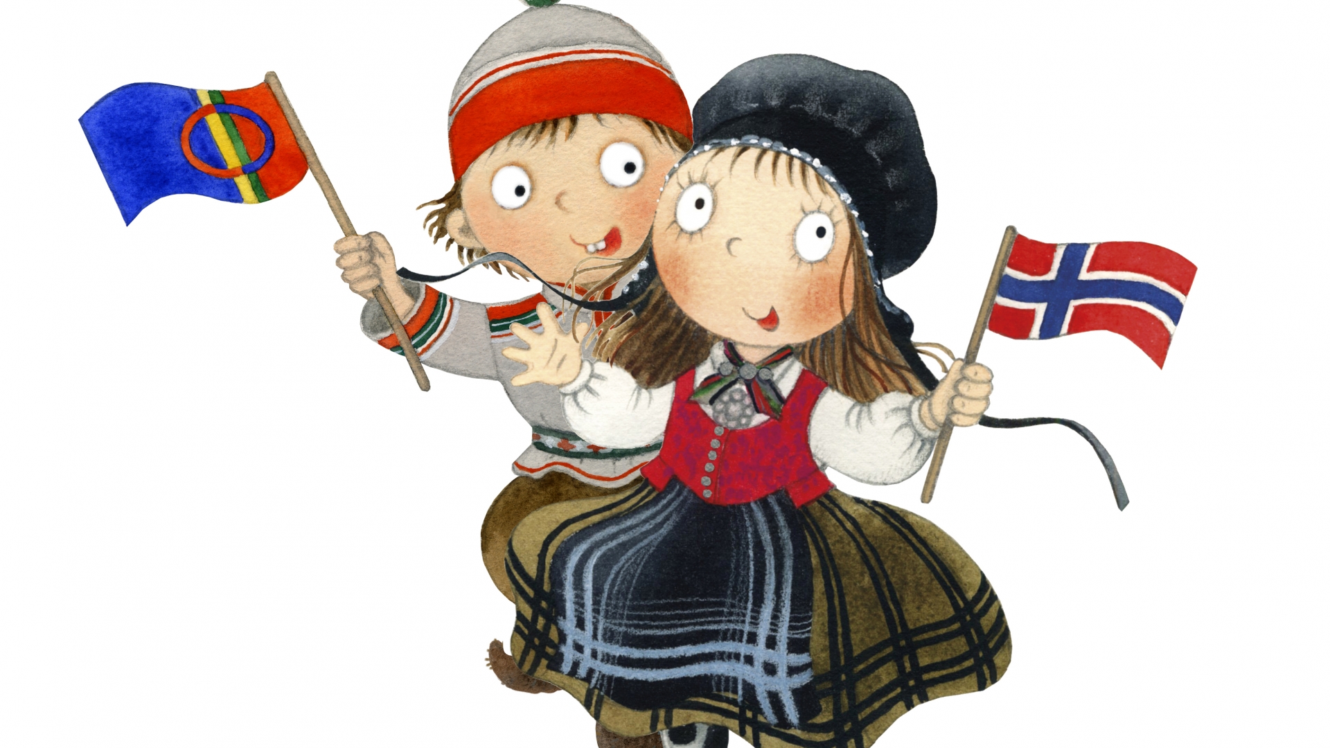 Tromsø expert mascots Julie and Rijá