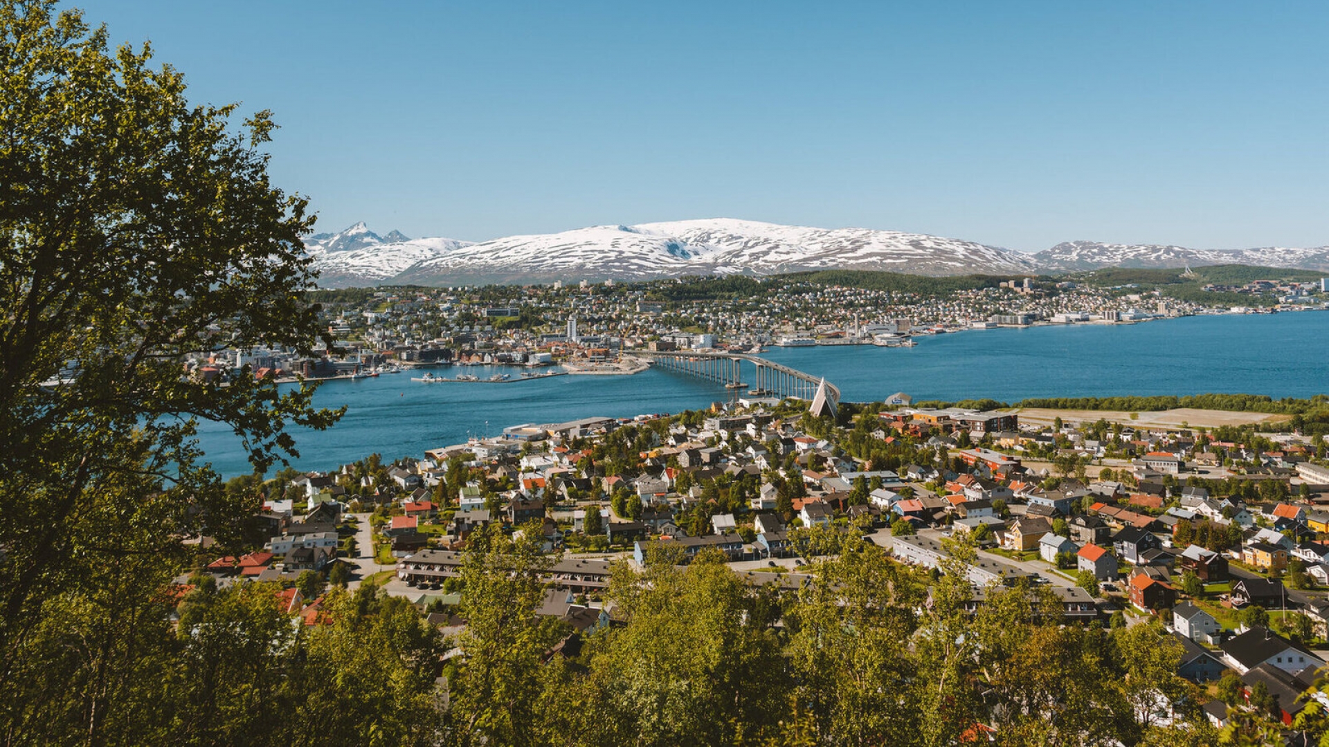 Tromsø city seen from the mountain and Sherpa stairs