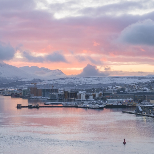 Pink sky over Tromsø