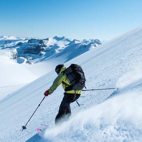 Man skiing down a mountain