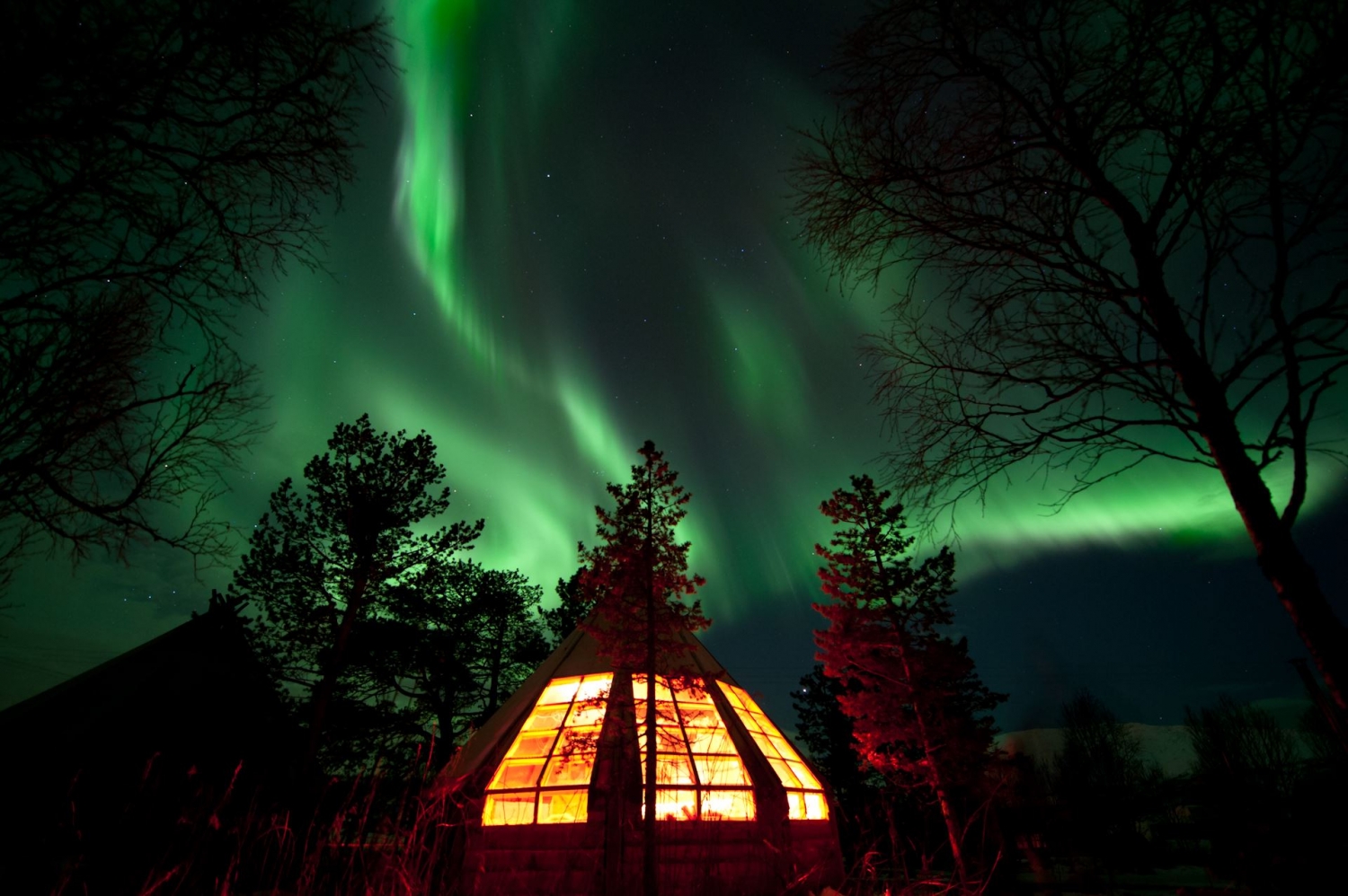 Northern Lights above gamme hut