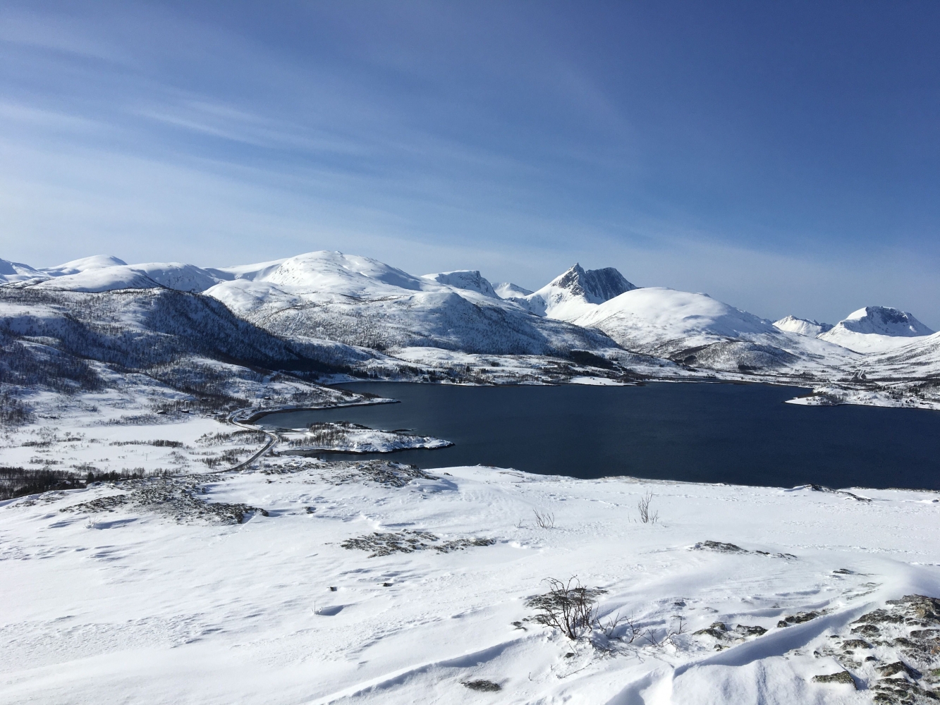 View over a snow covered Fjordbotn