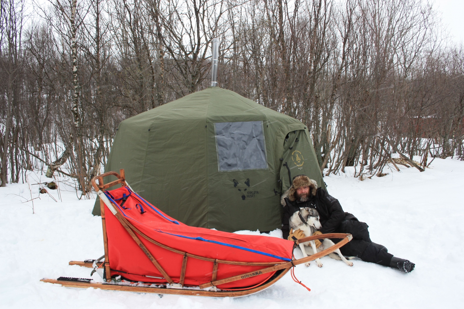 Husky, slede og telt