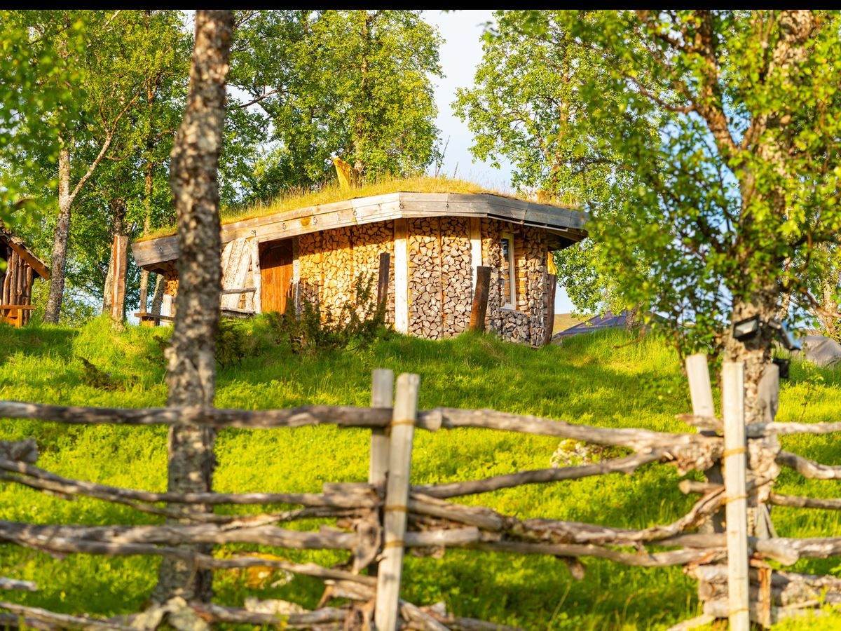 Viking house on the site with nature surrounding 