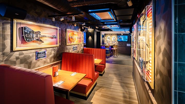 The inside of Hard Rock showing the seating arrangement