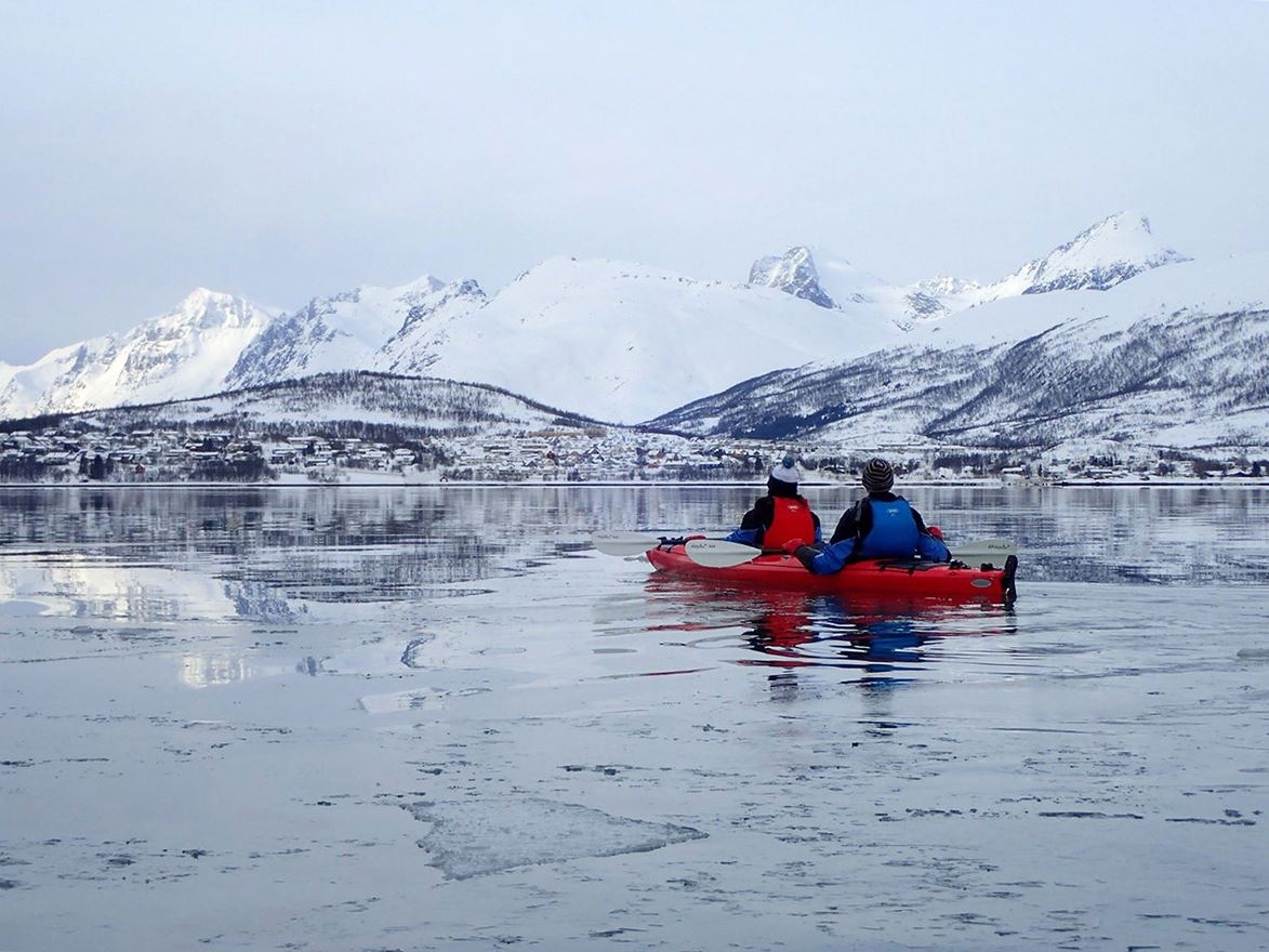 Winter kayaking outside of Tromsø