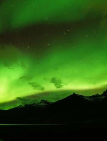 Northern Lights over mountains