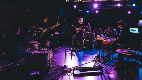 Band playing at Tvibit youth house in Tromsø