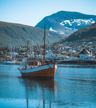 Boat sailing through Tromsø