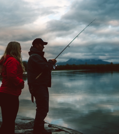Friends fishing in Målselv river