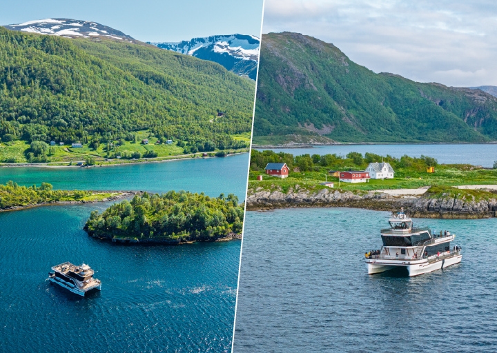The Brim Explorer hybrid catamaran sailing in the Tromsø region