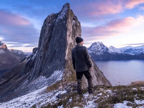 Senja in early winter with a view of Segla and Mefjord