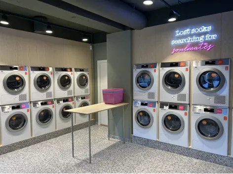 Innsiden av Clean Kokos vaskeriet