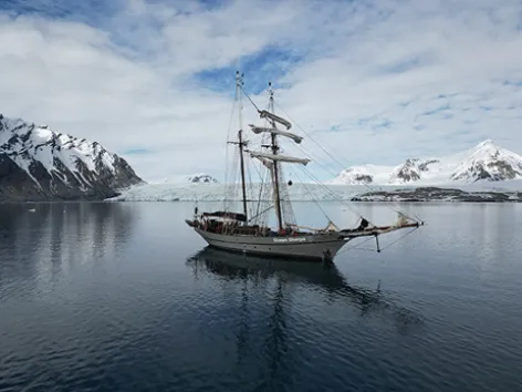 A sailing boat in the sea
