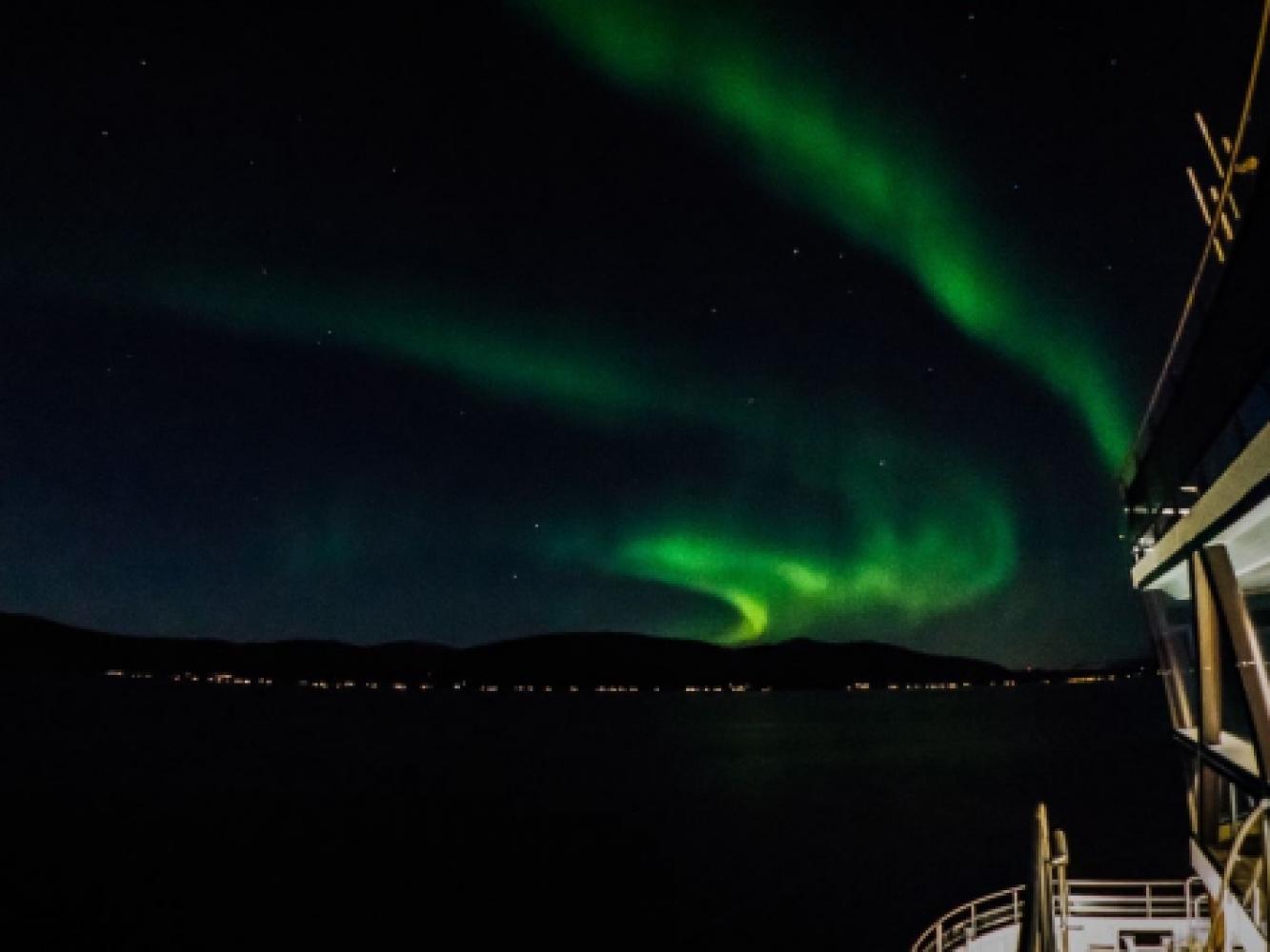 Northern lights from a boat tour in Tromsø