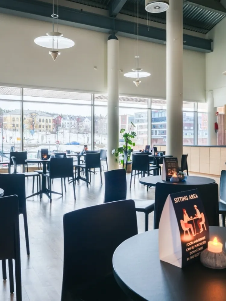 Dining area at Polaria in Tromsø.
