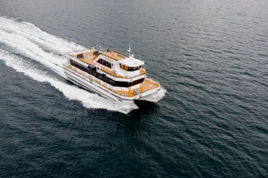 Aerial view of Brim's boat