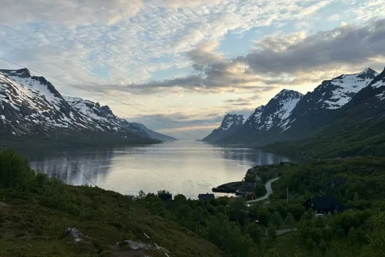 Fjord med fjell