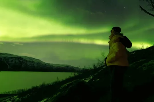 Aurora 7 Campoverde Calle Person ser på nordlys dekt himmel
