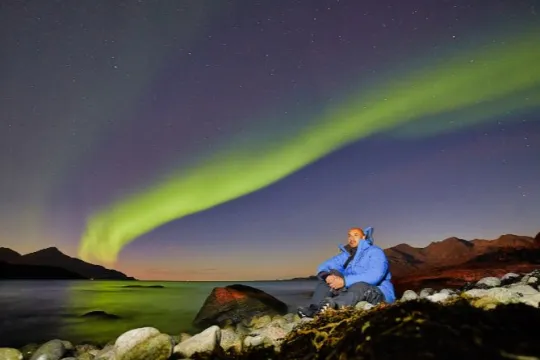 Persion looking at the northern lights
