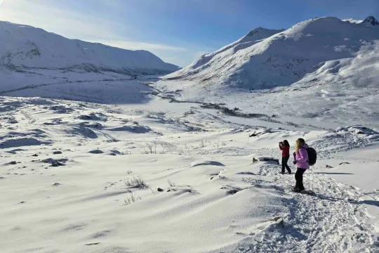 Snowshoe tour in beatiful weather