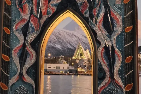 View of the Arctic Cathedral from the Gateway to the Arctic