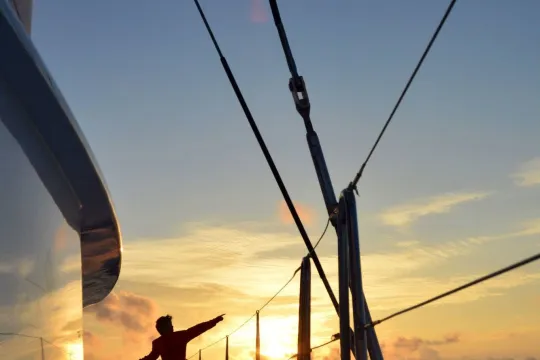 Guest in the midnightsun on sailboat