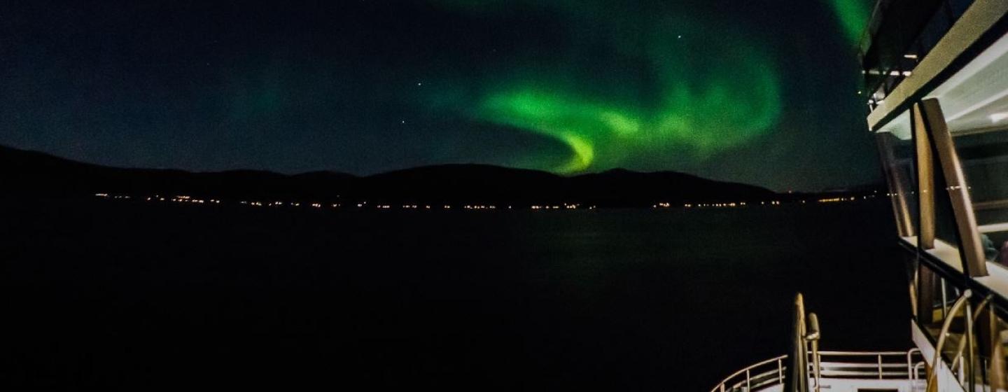 Northern lights from a boat tour in Tromsø