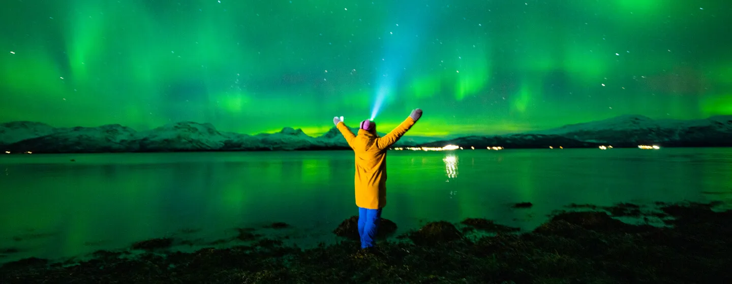 Enjoying the northern lights in Tromso, Norway