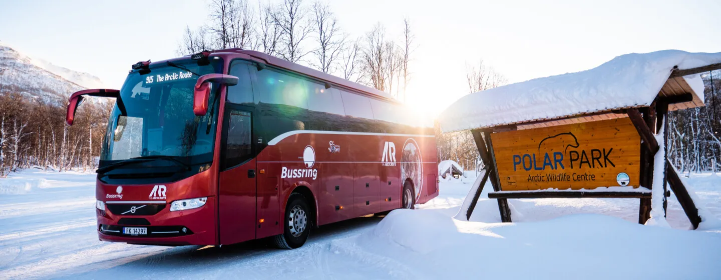 The Arctic Route bus outside of Polar Park in the Tromso region