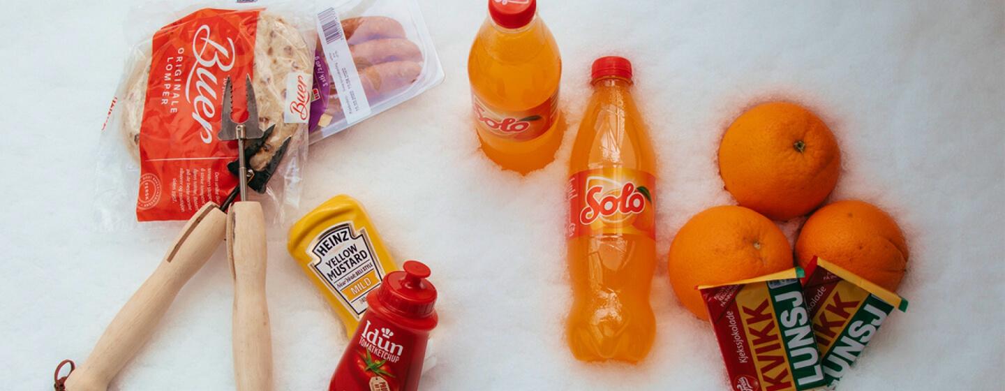 Norwegian Easter backpack: Kvikk Lunsj Orange Solo soda Sausages