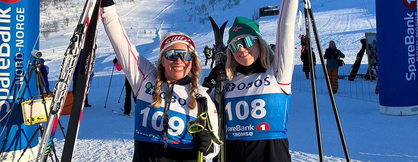 Women smiling after cross country ski race