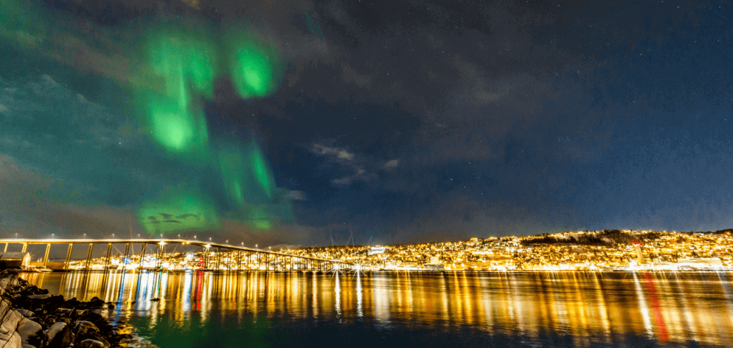 Northern lights over Tromsø city