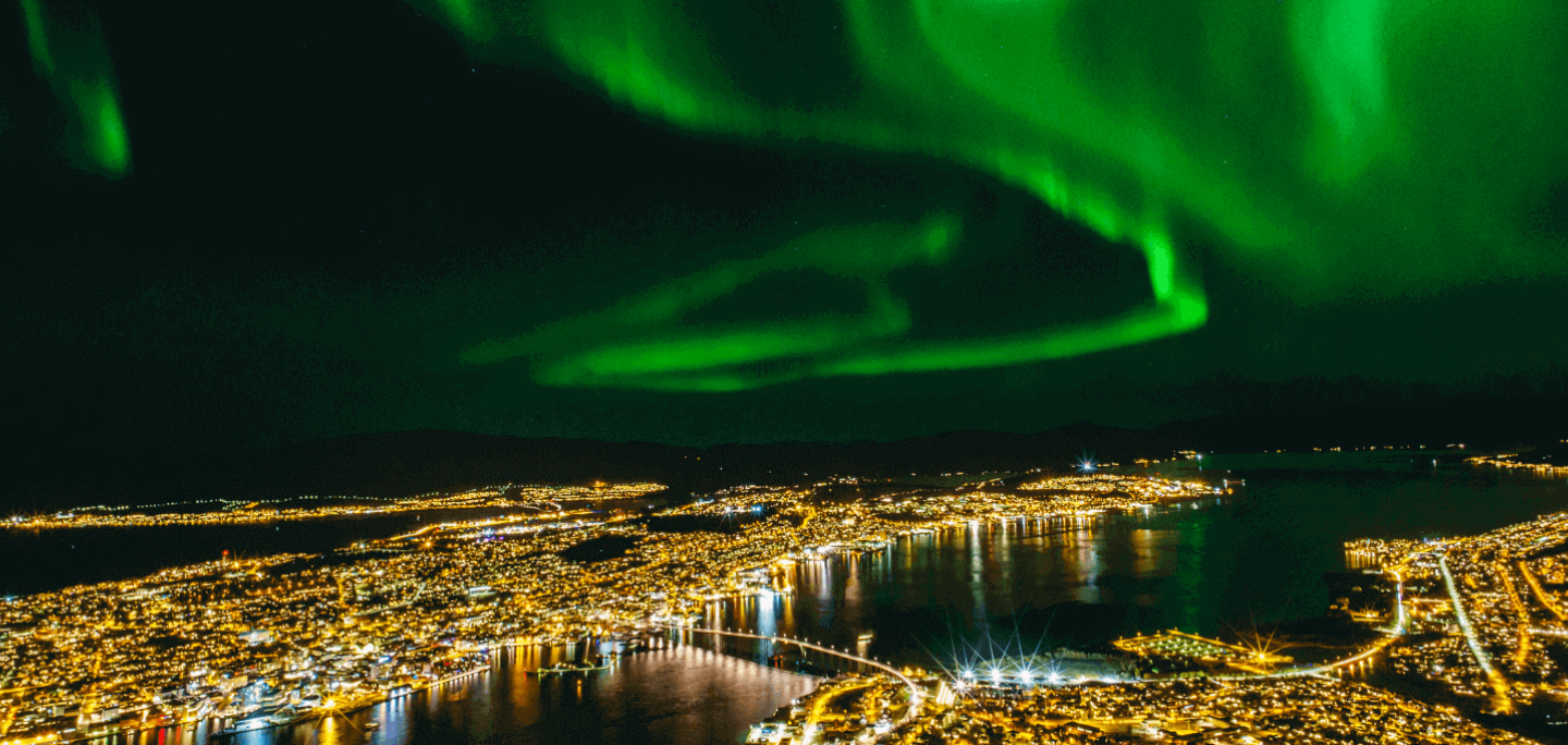 Northern lights over Tromsø city